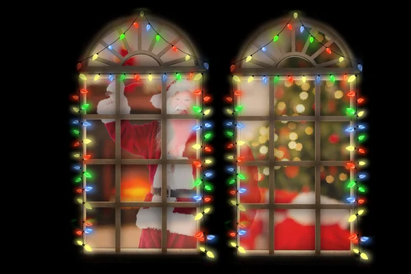 Złożony obraz Świętego Mikołaja d¼wiêk dzwonka — Zdjęcie stockowe