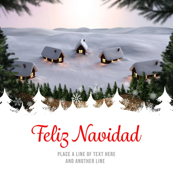 Feliz navidad contre village mignon — Photo