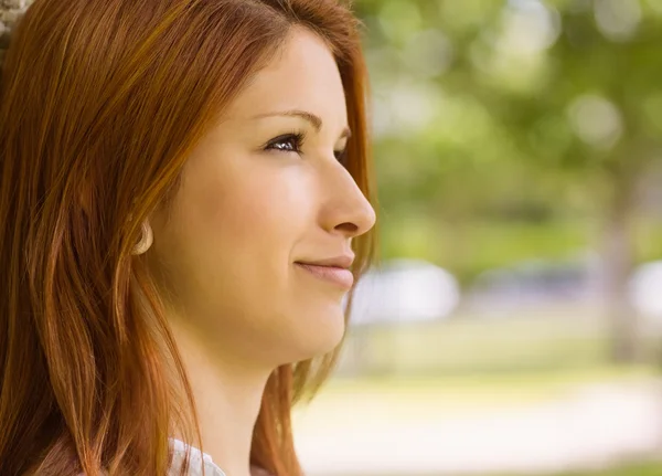Pretty redhead calm in daydreaming — Stock Photo, Image