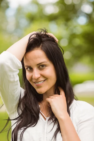 Portrait of a smiling brunette posing Stock Picture