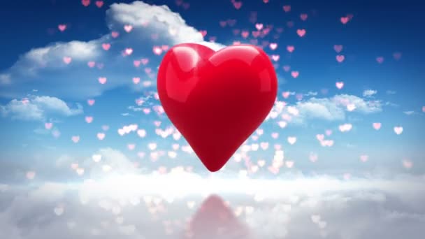 Digitale animatie van rood hart draaien — Stockvideo