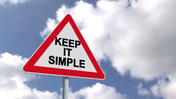 Keep it simple sign against sky — Stock Video