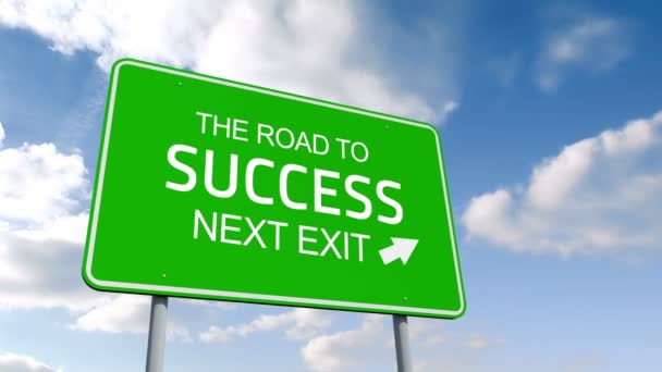 Cesta k úspěchu a další exit dopravní značka — Stock video