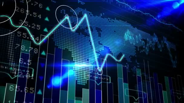 Blauw scherm van aandelen en deelbewijzen technologie — Stockvideo