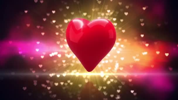 Digitale animatie van rood hart draaien — Stockvideo