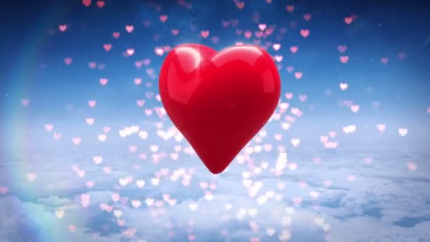 Digital animation of red heart turning — Stock Video