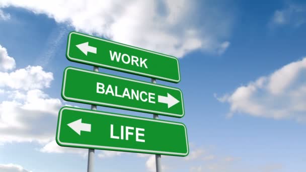 Work life balance signs against sky — Stock Video