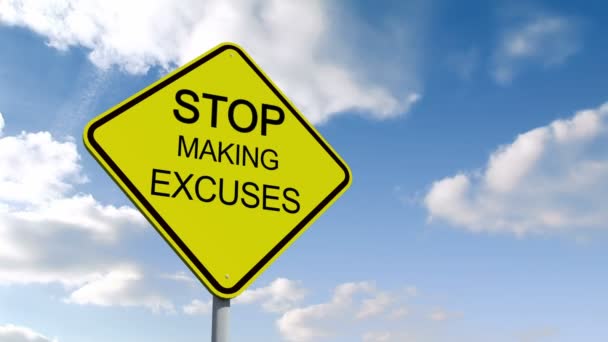 Stop making excuses sign against sky — Stock Video