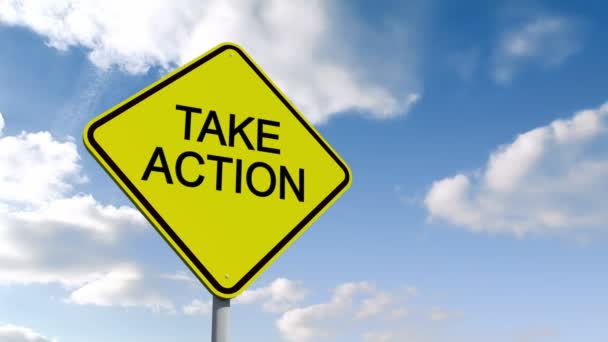 Take action sign against sky — Stock Video