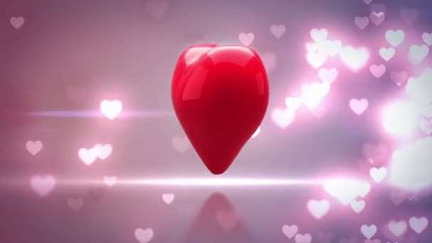 Digitale Animation des Drehens des roten Herzens — Stockvideo