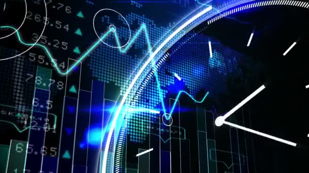 ブルーの株式と株式の技術スクリーン — ストック動画