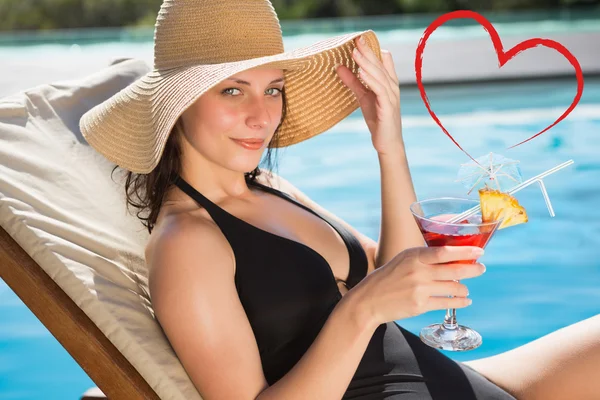 Beautiful woman holding drink — Stock Photo, Image