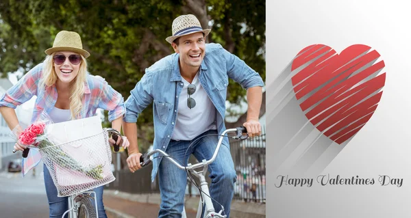 Hip young couple going for a bike ride — Stock Photo, Image