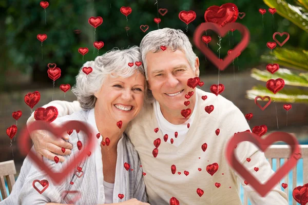 Imagem composta de padrão de coração de amor — Fotografia de Stock