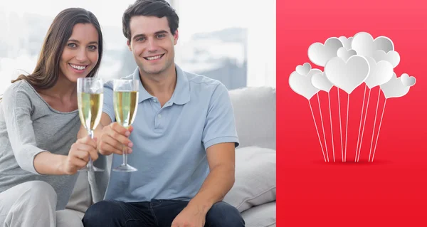 Portrait of lovers toasting their flutes — Stock Photo, Image