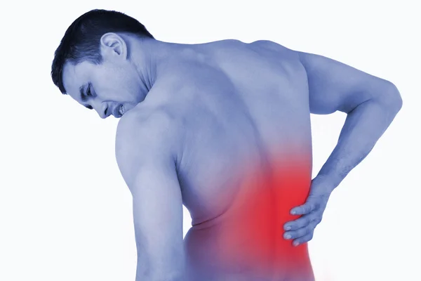 Back view of male suffering from back pain — Stock Photo, Image