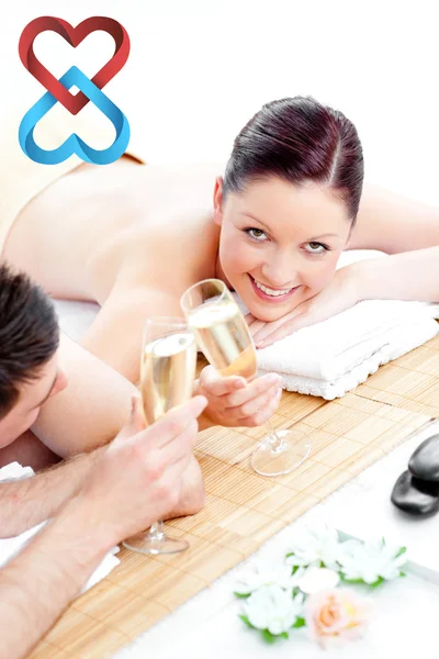 Young couple enjoying a back massage — Stock Photo, Image