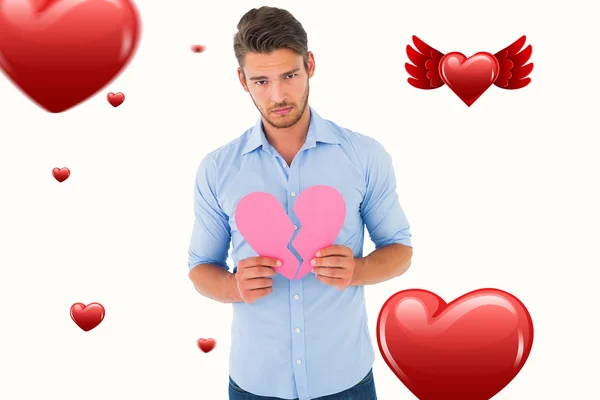 Triste uomo con un cuore spezzato — Foto Stock