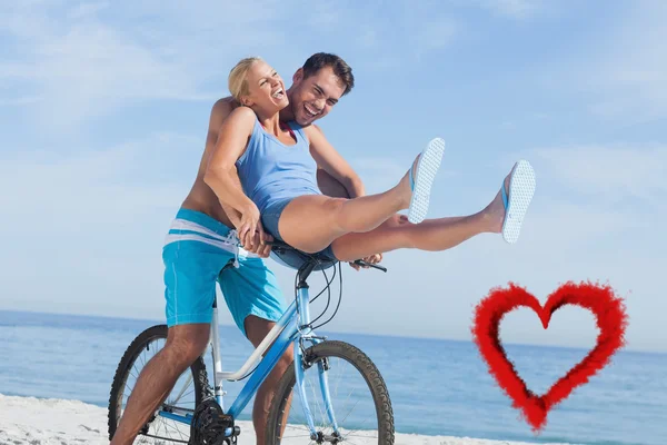 Happy man giving girlfriend a lift — Stock Photo, Image