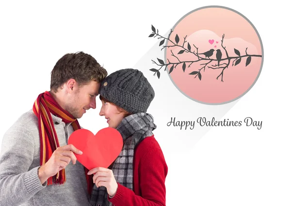 Couple holding red heart — Stock Photo, Image