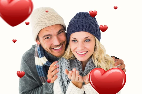 Attractive couple in winter fashion — Stock Photo, Image