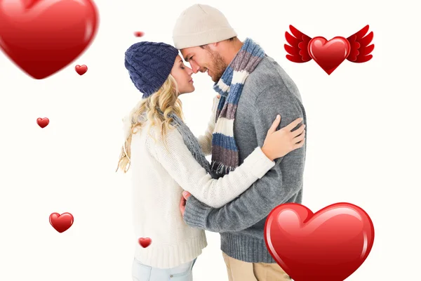 Attractive couple in winter fashion — Stock Photo, Image