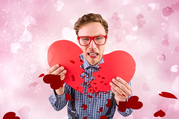 Un hipster geek con un cuore spezzato — Foto Stock