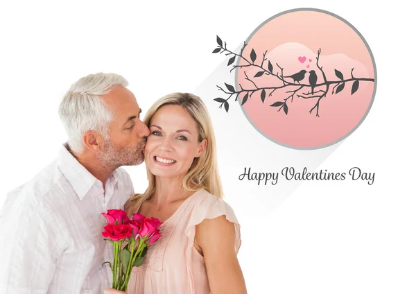 Affectionate man kissing wife on cheek — Stock Photo, Image