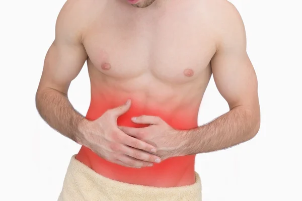 Bránice člověka s bolest žaludku — Stock fotografie