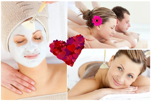 Collage of an attractive couple having relaxation — Stock Photo, Image