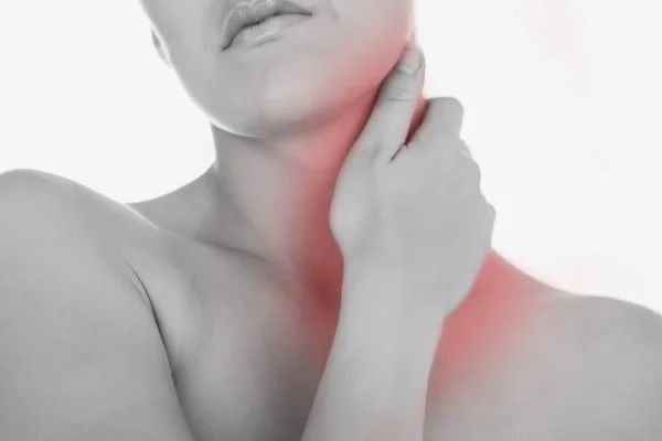 Woman massaging neck — Stock Photo, Image