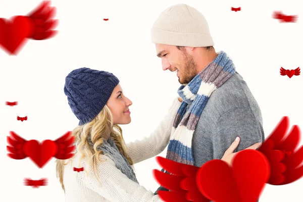 Attractive couple in winter fashion — Stock Photo, Image