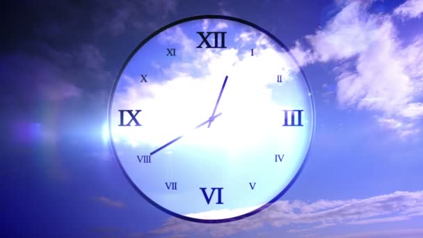 Concetto che passa il tempo con cielo blu — Video Stock