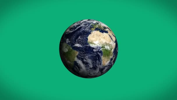 Tierra girando sobre fondo verde — Vídeos de Stock