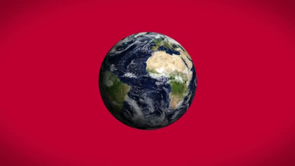 Tierra girando sobre fondo rojo — Vídeo de stock