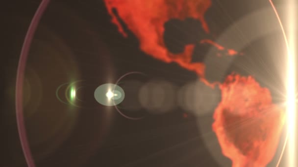 Земля вращается, чтобы показать огненный шар солнца — стоковое видео