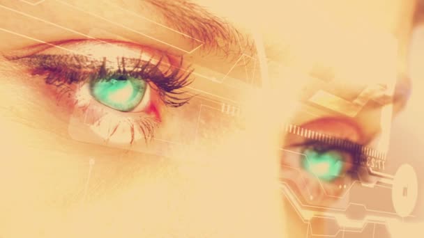 Scansione degli occhi un'interfaccia futuristica — Video Stock