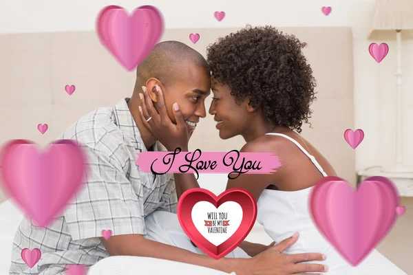 Composite image of cute valentines couple — Stock Photo, Image