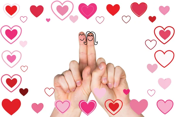 Composite image of fingers crossed like a couple — Stock Photo, Image