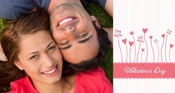 Composite image of cute valentines couple — Stock Photo, Image