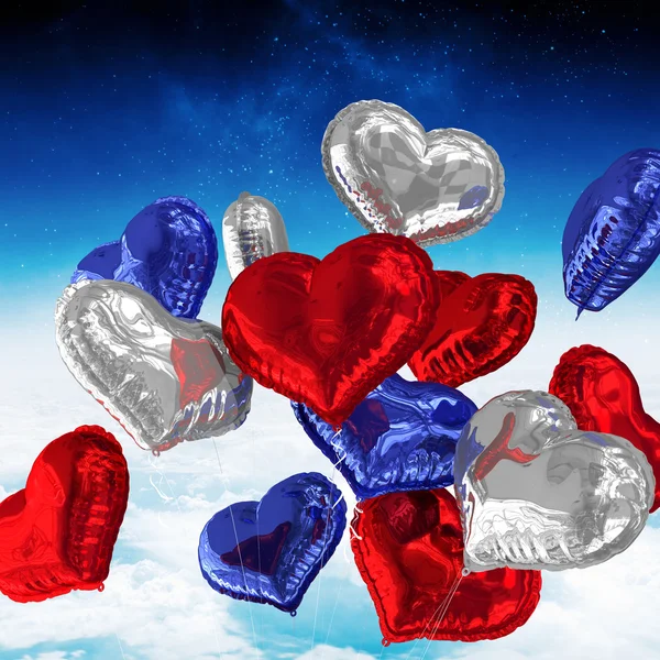 Zusammengesetztes Bild von Herzballons — Stockfoto