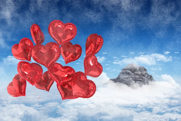 Złożony obraz serca balonów — Zdjęcie stockowe