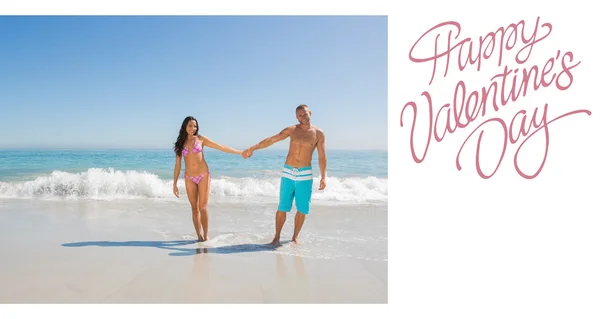 Composite image of cute valentines couple — Stock Photo, Image