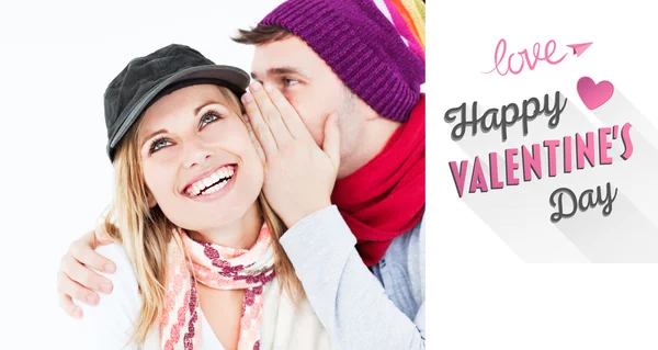 Composite image of cute valentines couple — Stock Photo, Image