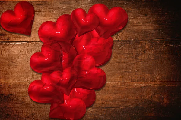 Složený obraz červená láska srdce — Stock fotografie