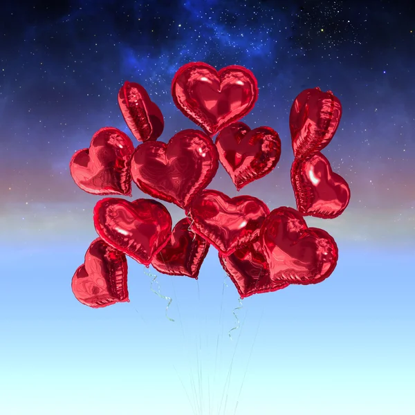 Kalp balon birçok parçalardan oluşan imge — Stok fotoğraf
