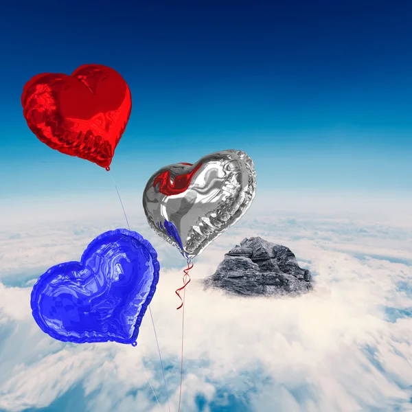Imagem composta de balões cardíacos — Fotografia de Stock