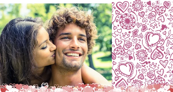 Composite image of cute valentines couple — Stock Photo, Image