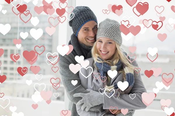 Composite image of cute valentines couple — Stock Photo, Image