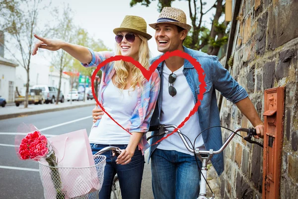 Imagem composta de bonito namorados casal — Fotografia de Stock